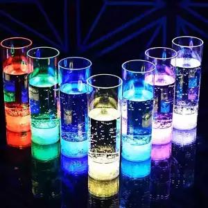 컬러 LED 컵받침 세트 2p 6cm 유리컵 원형