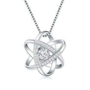 여성 내추럴 다이아몬드 셀틱 러브 매듭 목걸이 5mm 모이사나이트 925 스털링 실버 주얼리 기념 발렌타인데이 선물세트 18인치+2인치