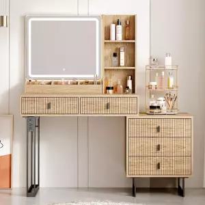 3가지 컬러 터치 스크린 디밍 미러가 있는 대형 베니티 데스크 충전소가 모던 리트랙터 메이크업 화장대