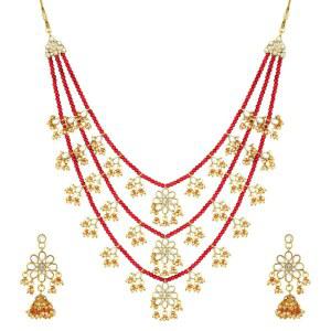 아헬리 에스닉 레이어드 인조 진주 쿤단 목걸이 귀걸이 세트 인도 전통 라니하르 결혼식 볼리우드 바라타나탐 주얼리 세트 여성 선물