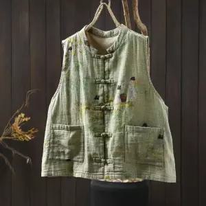 가을 빈티지 여친 조끼 야상 민소매 나시 버클 프린트 원픽3