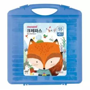 올드림 모나미 모니주 가방파스 크레파스 55색 블루 세트 신학기 준비물 이름표 견출지 세트