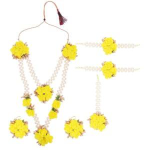 에풀겐즈 인디언 할디 주얼리 세트 - 여성 플로럴 수공예 인디언 플라워 주얼리 - 스트랜드 목걸이 플라워 후크 귀걸이 마앙 티카 팔찌 세트 - 할디 메하니 주얼리