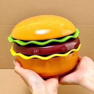 햄버거 디자인 귀여운 접시 플레이트 세트 그릇 1인용 도자기 선물 세라믹