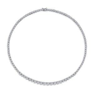 클래식 전통 신부 큐빅 지르코니아 졸업생 AAA CZ 네모 스퀘어 컷 채널 세트 또는 원형 프롱 베젤 세트 여성 테니스 목걸이 실버 로즈 14K 골드 도금