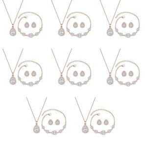 SPRJF 신부 들러리 여성 주얼리 세트 18K 골드 & 실버 & 로즈 골드 펜던트 목걸이 귀걸이 팔찌 세트 결혼식 선물 / 프로포즈 / 파티 / 프로모션 / 기념일