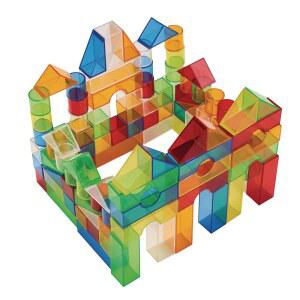 Excellerations STEM 반투명 조명 블록 - 100 in a Bin 소년 소녀용 장난감 교육용 교실 또는 홈스쿨