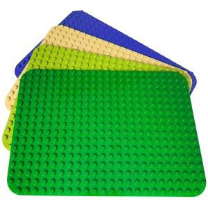 아포스트로피 게임즈 대형 빌딩 블록 베이스 플레이트 모든 주요 브랜드 u2013 15 x 10 인치와 호환 건설용 벽돌 4 팩 멀티 컬러 테이블 바닥용 STEM 학습