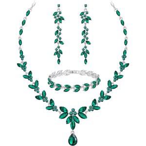 신부 들러리 신부 주얼리 세트 여성 웨딩 크리스탈 목걸이 귀걸이 팔찌 파티 프롬 주얼리 세트