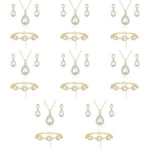 결혼 선물용 결혼식 신부 들러리를 위한 OTTFF 티어드롭 주얼리 세트 18K 골드 또는 로즈 골드 또는 실버 도금 목걸이 귀걸이 세트