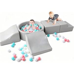 용 후훗 폼 클라이밍 블록: 4피스 PU 가죽 장난감과 볼 피트 - 어린이용 실내 장난감 크롤링