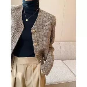 M1 여사친 프렌치 상의 코트 트위드 러블리 쇼트 하프코트 JEN1