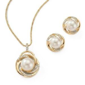 신부 신부 들러리 생일 선물을 위한 마리엘 프레시워터 펄 웨딩 목걸이 귀걸이 세트