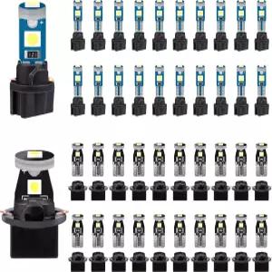 식스주 40 세트 T10 T5 LED 전구 계기판 트위스트 소켓이 있는 자동차 실내용 대시 라이트 게이지 클러스터