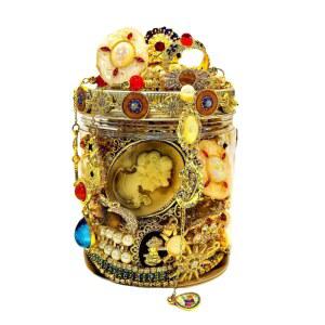 VineleaIsian 30 PCS 미스터리 주얼리 병 여성 서프라이즈 골드 빈티지 주얼리 세트 빅토리아 시대 목걸이 귀걸이 반지 팔찌 그녀를 위한 독특한 깜짝 선물 주얼리 상자 포함