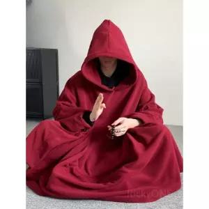 겨울 명상 망토 참선 두꺼운 와인레드 재가 극지 벨벳