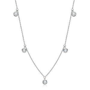 여성 DYUNQ 모이사나이트 목걸이 스털링 실버 스테이션 테니스 초커 레이어링 베젤 세트 체인 2.5MM에서 4MM 16인치에서 18인치로 간단하게 조절가능