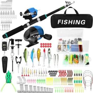 더블필 310개 낚싯대 및 릴 콤보 세트 텔레스코픽 회전 캐리어 백 포함 염수 담수용