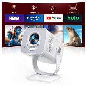 WiFi6 양방향 블루투스5.4 안드로이드 13 내장 앱 자동 키스톤 270 회전 4K 스마트 1080P 휴대용 야외 영화 프로젝터 스마트폰 / HDMI / TV Stick과 호환 가능