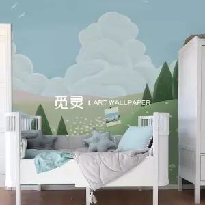 북유럽 벽지 하늘 무늬벽지 구름 배경화 키즈룸 침실