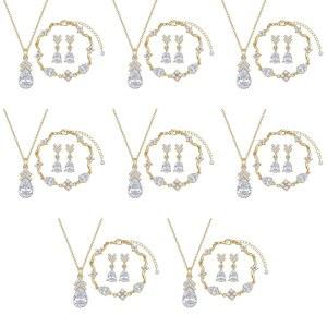 여성 신부 들러리 주얼리 세트 18K 골드 & 실버 & 로즈 골드 도금 펜던트 목걸이 귀걸이 팔찌 세트 결혼식 선물 / 프로포즈 / 파티 / 기념일