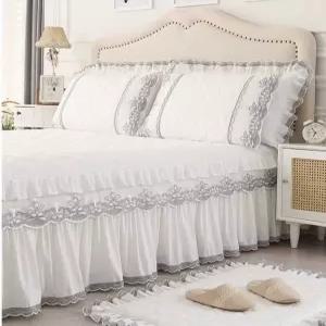 레이스 침대커버 라이트 퀼트 스커트 화이트 펜션