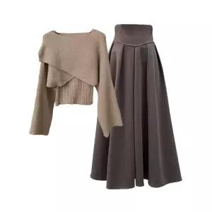세트 가을 스커트 셋업 치마 투피스세트 니트 투피스