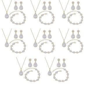 여성 신부 들러리 주얼리 세트 펜던트 18K 골드 & 실버 & 로즈 골드 펜던트 목걸이 귀걸이 팔찌 세트 결혼식/프로포즈/파티/기념일 선물