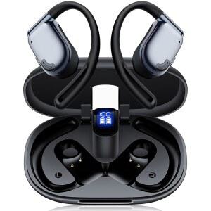 번역 이어버드 실시간 164개 언어 AI 90H 플레이타임 블루투스 LED 디스플레이 오픈 이어 오디오포노스 이날람브리코스를 통해 여행 비즈니스 학습 블랙 제공