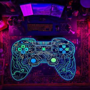 소년 방 장식용 Csivoisw 게이밍 러그 블랙라이트 비디오 게임 카펫에서 빛나는 게이머 청소년 놀이방 논슬립 에어리어 침실 바닥 캐주얼 매트 (60