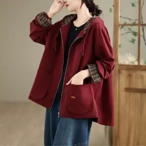 가을 캐주얼 여자점퍼 집업 야구 항공 코트 투포켓 스트링 후드 긴팔 원템3