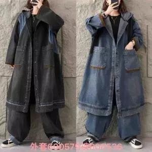 롱 청 빈티지 가을 캐주얼 여자점퍼 집업 야구 항공 포켓 후드 오버핏 코트 빅사이즈 트렌치 원템3