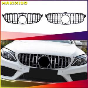 메르세데스 벤츠 C 클래스 W205 GT 1개 프론트 범퍼 그릴 후드 실버글로스 블랙 튜닝
