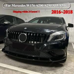 메르세데스 벤츠용 GT 스타일 전면 범퍼 그릴 글로스, 블랙 튜닝, W176 A160 A200 A45 AMG 페이스리프트 20