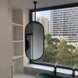 욕실 천장형 거울 인테리어 블랙 벽걸이 행거 행잉미러 미러