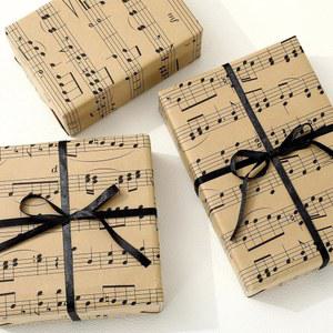 FYSUIMU 음악 노트 크래프트 포장지 - 미니 롤 - 17인치 x 32.8피트 음악 선물 포장지 생일 베이비샤워 파티 DIY 공예 용품