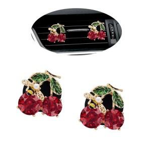 오리세 체리 자동차 장식, 2개의 꿀벌 잎 방향제 통풍구 클립, 귀여운 레트로 스위트 테마 대시보드 장식 액세서리, 리필 가능한 아로마 디퓨저