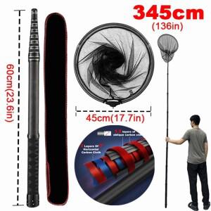 MBLN 브랜드, 휴대용 탄소 섬유 접이식 랜딩 네트, 초경량, 초내구성, 345cm 확장, 60cm 축소, 캐치