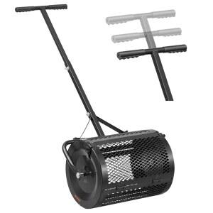 VEVOR 퇴비 스프레더 16.5인치 와이드 피트 모스 t자 손잡이 높이 조절가능 분말 코팅 스틸 가든 롤러 심는 씨앗을 심을 수 있는 헤비 듀티 잔디 씨앗 블랙