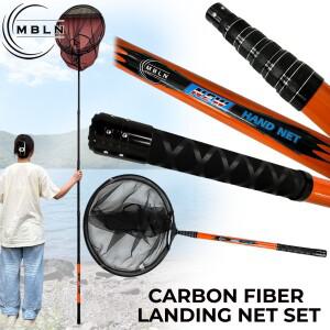 탄소 섬유 텔레스코픽 랜딩 네트 세트, 280cm 핸들 + 45cm 알루미늄 헤드, 6단, 60cm 접이식, 다목적 낚시