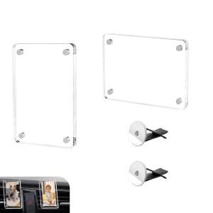 Foelony 2 PCS 아크릴 자동차 사진 프레임 에어 벤트 클립, 3.5인치 x 2.4인치 흡착 그릴 홀더, 개인 맞춤형 디스플레이 장식, 대부분의 자동차, SUV, 트럭(투명)을 위한 범용 제품입니다