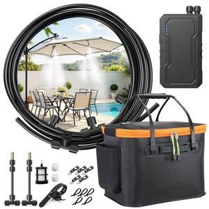 Ausic 휴대용 미스트 시스템 6000mAh 워터 펌프 20L 버킷 26FT(800만) 호스 10*클립스 / 스포츠용 넥타이 파티오 우산 목초지 온실 캐노피 캠핑용 야외 수냉 세트