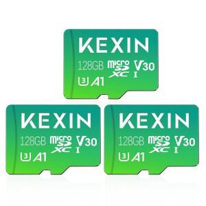 어댑터 KEXIN 128GB SD 카드 3팩 최대 90MB/s 4K V30 A1 C10 UHD 고속 SDXC UHS I 메모리 액션 카메라 드론 게임 스마트폰 태블릿 128G 3팩과 호환