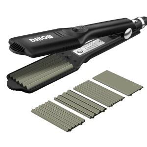 여성 DSHOW 헤어 크림퍼 4개의 교체 가능한 티타늄 세라믹 평판 크림핑 철판이 있는 헤어 스트레이트