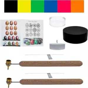 베스트 피산키 키스트카스 펜 2개(0.3mm 0.4mm) 밀랍 염료 6개 양초 스탠드 및 지침 우크라이나 부활절