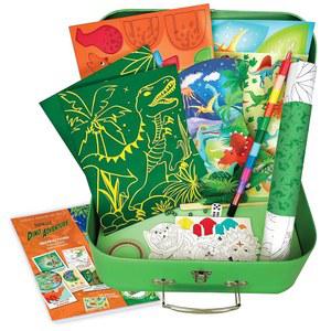 박스 캔디: DIY 포스터 게임 공예품 등이 포함된 공룡 공룡 다이노타스틱 액티비티 키트 유품 휴대용 케이스