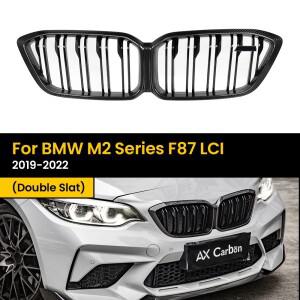 리얼 드라이 카본 파이버 프론트 그릴 교체용 범퍼 에어 벤트 후드 키드니 (BMW M2 시리즈 F87 LCI 용)