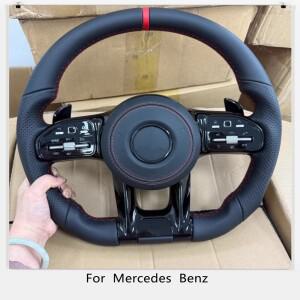 메르세데스 벤츠 W205 W211 A207 A238 W463 G63 C190 AMG GT 용 하프 천공 가죽 스포츠 스티어링 휠