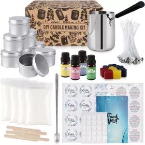 480g DIY 양초 제조 키트 향초 용품 세트 대두유 오일 컬러 염료 윅스 틴스 멜팅 포트 포함.
