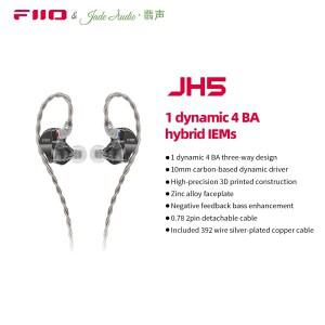 FiiO HiFi 인이어 이어폰, 분리형 0.78mm 2 핀 케이블, IOS 및 안드로이드용 3.5mm 플러그, JH5 1DD + 4BA